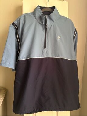 Ashworth Golf Two-Tone Half-Zip Short Sleeve Pull Over - Black Light Blue & Navy